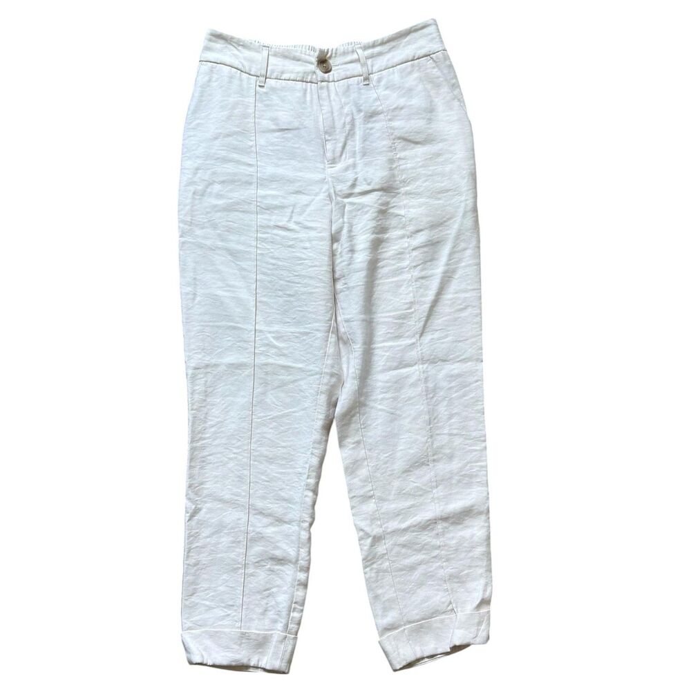 A New Day Pants Womens 4 White Jogger Twill Elastic Waist Cuffed Casual